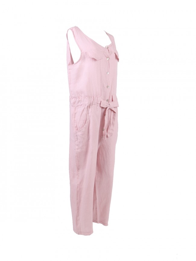 pink linen jumpsuit
