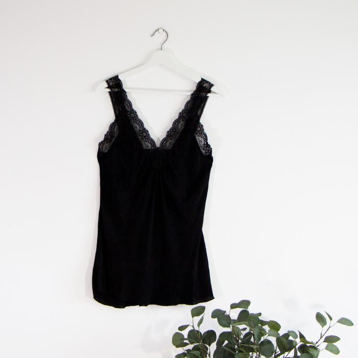 Black silky cami vest top - Elsie's Attic