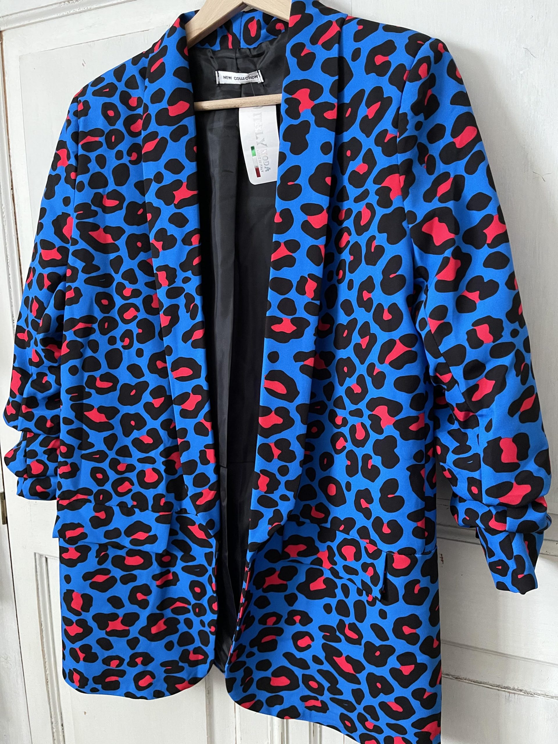 blue leopard print blazer