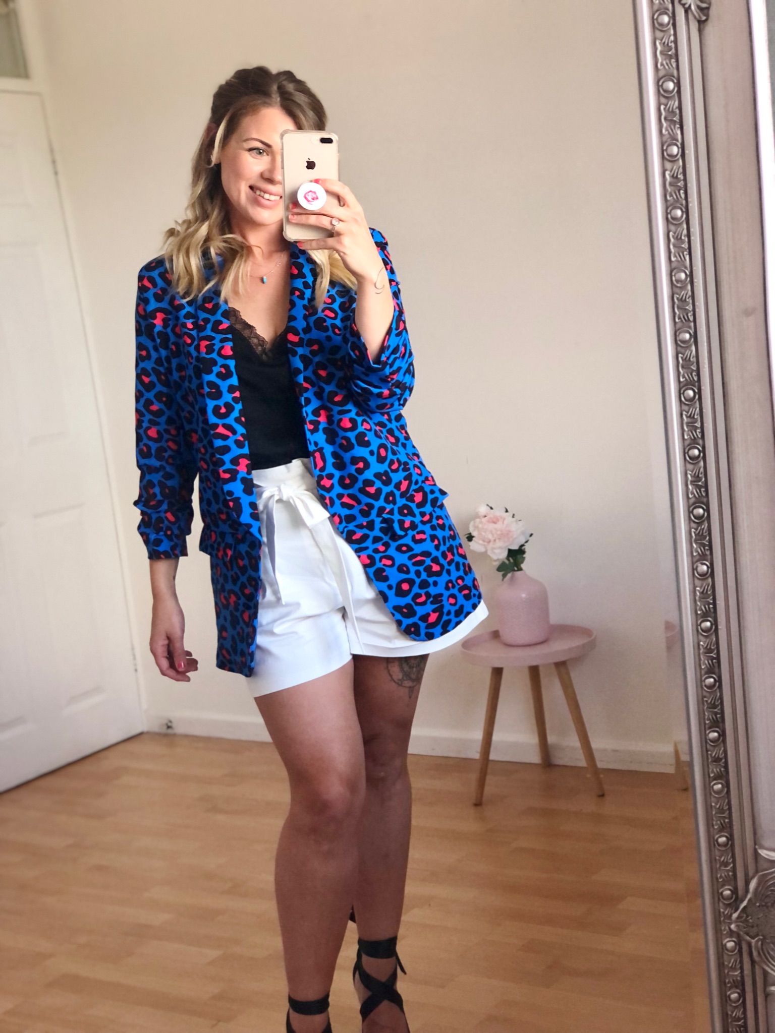 blue leopard print blazer