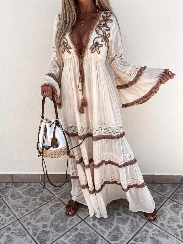 Sand Marrakesh Luxe Boho Maxi Dress 