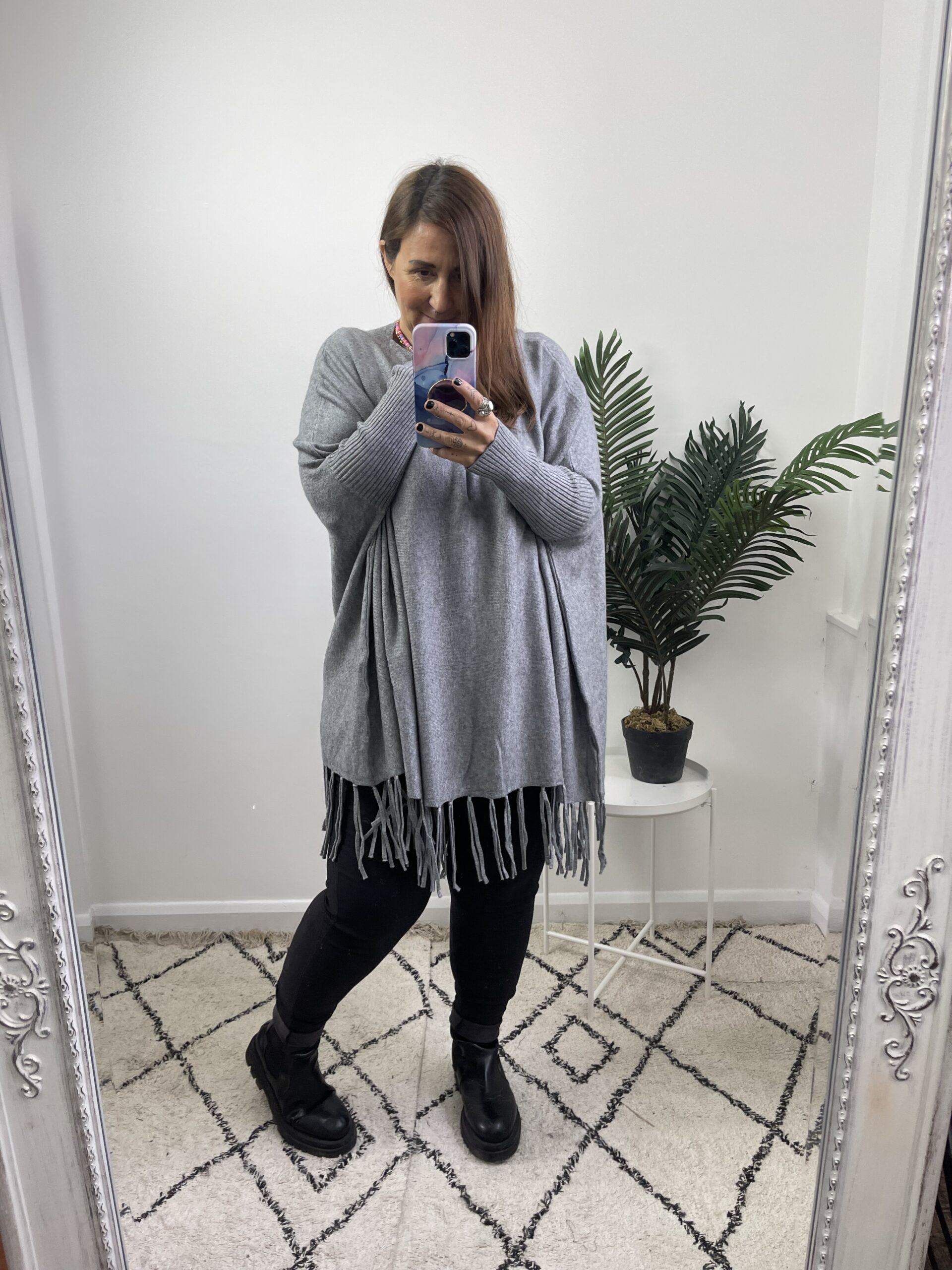 The Charli Soft Grey Tassel Jumper 