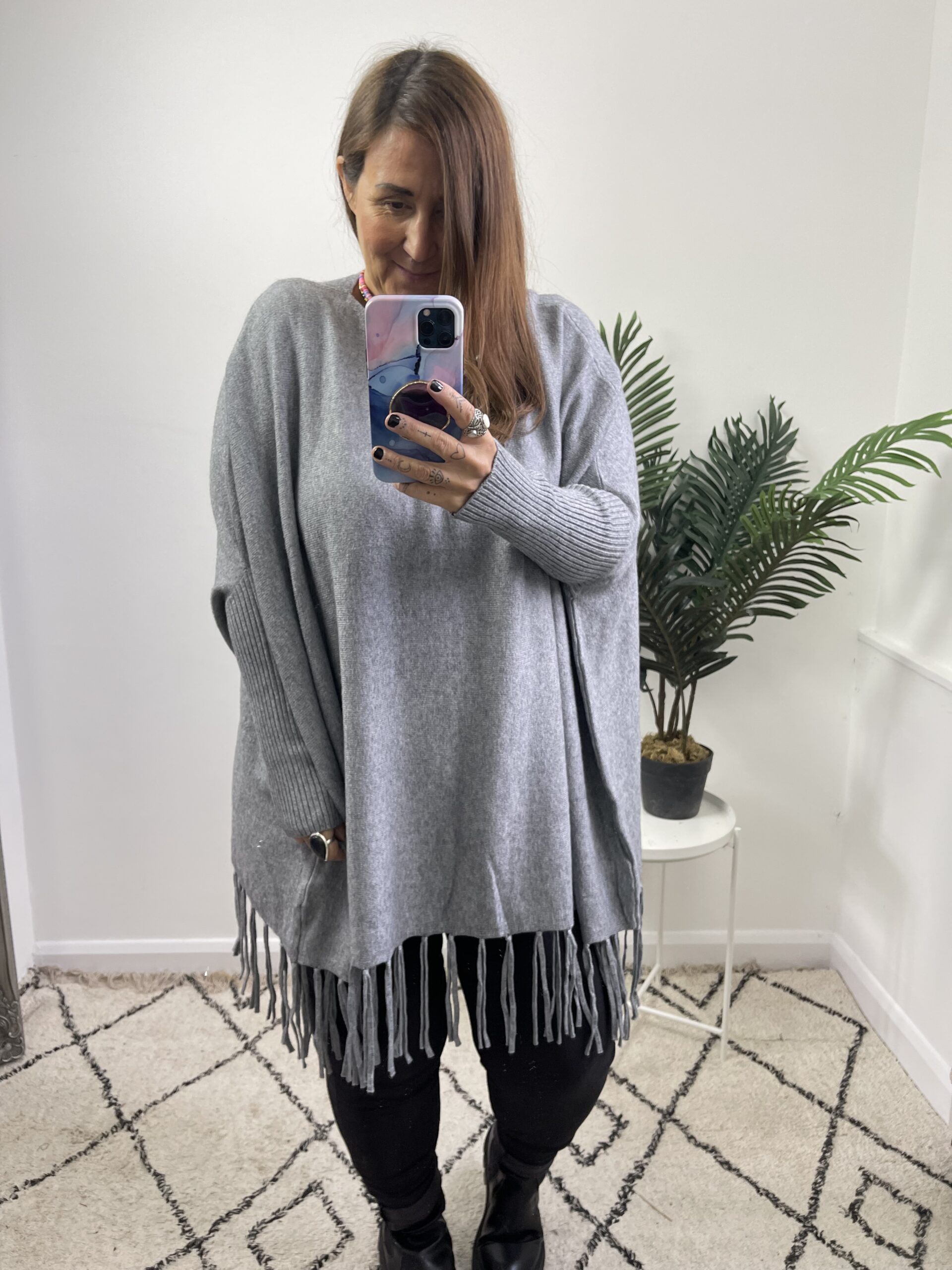 The Charli Soft Grey Tassel Jumper 
