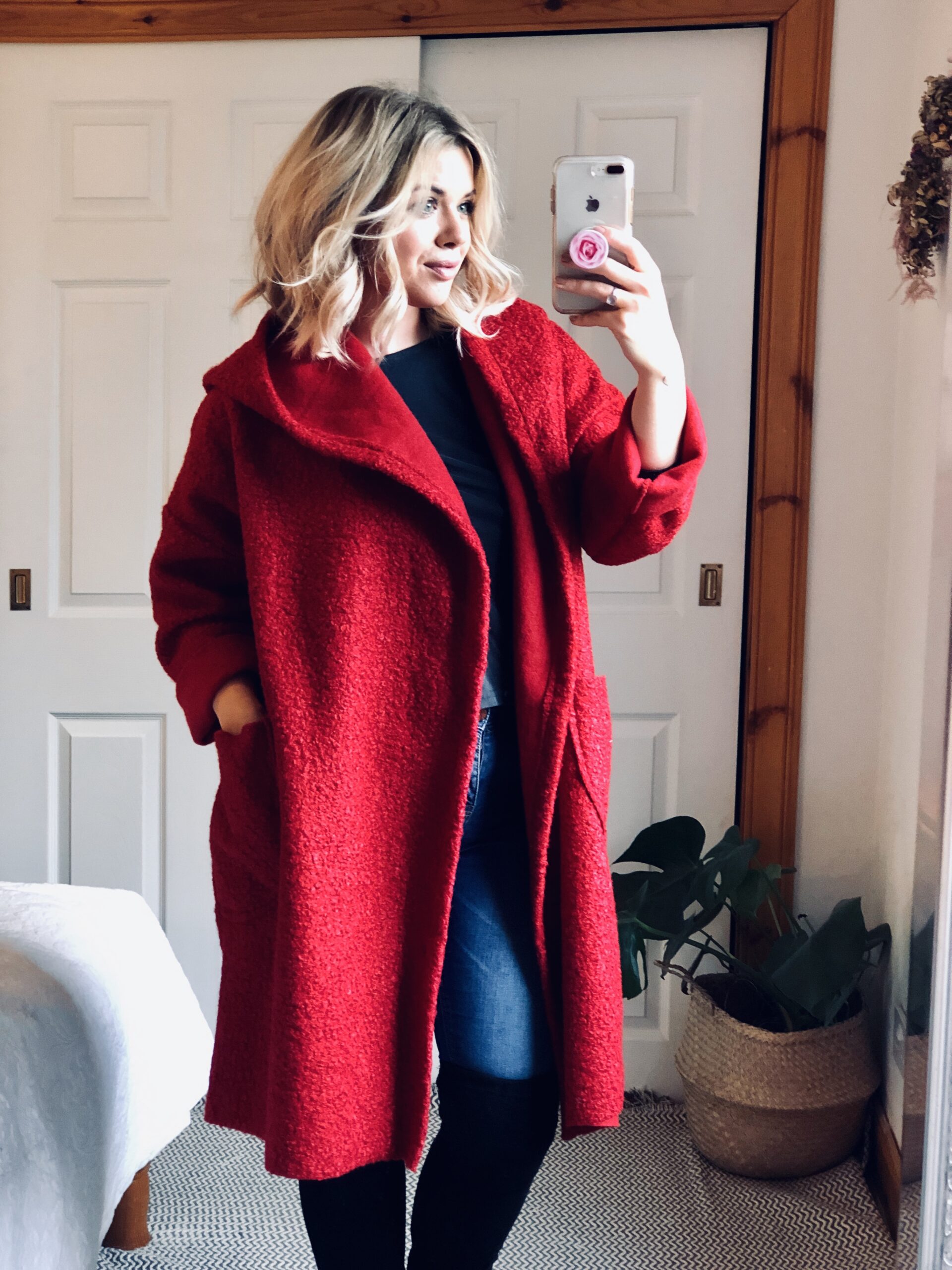 Rich Red Hooded Teddy Bear Coat - Elsie 